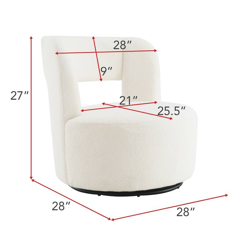 Teddy Fabric Swivel Barrel Chair with 360° Rotation