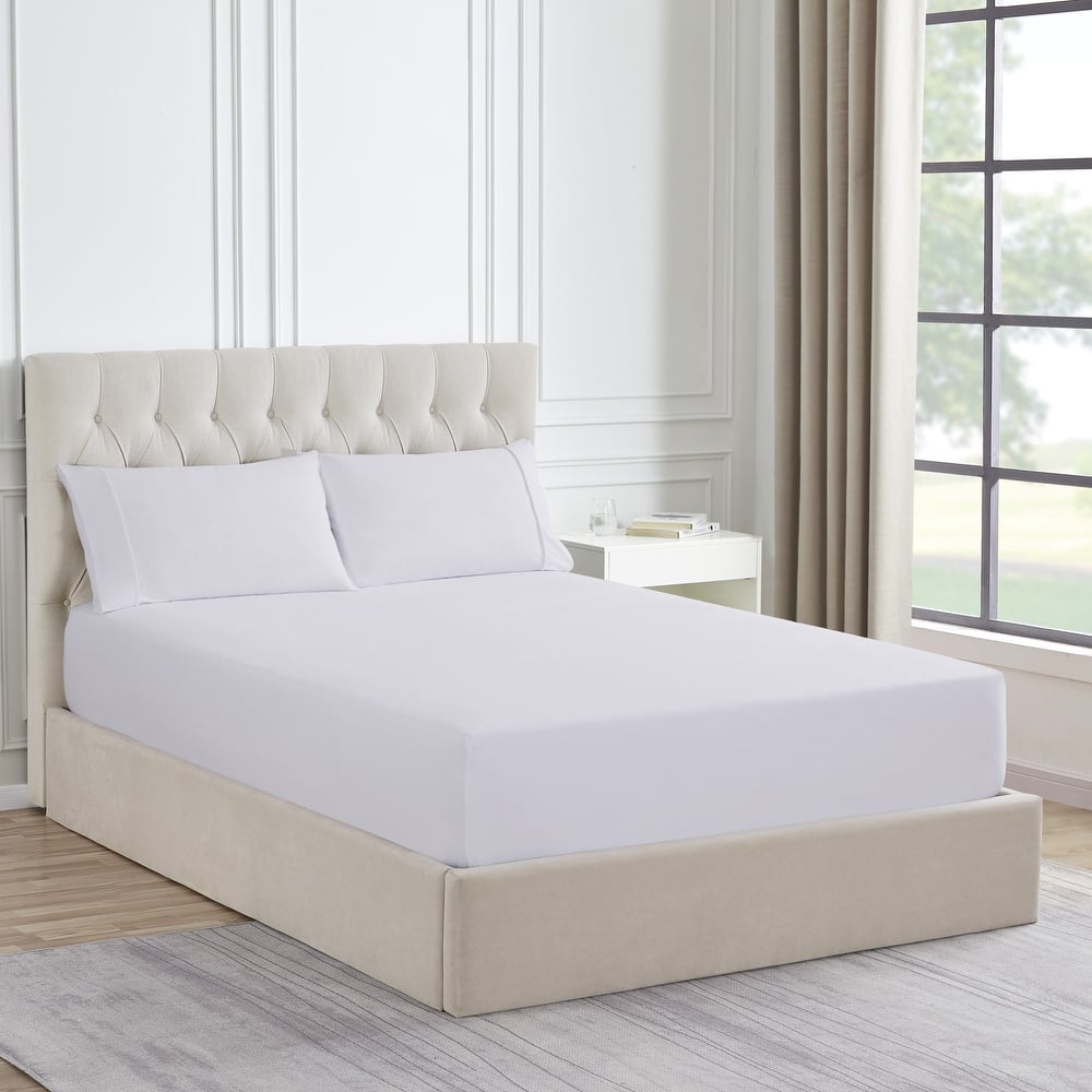 Sweet Home Collection Solid Flannel Fitted Sheet, Bottom Sheets with Built in Sheet Straps