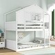 preview thumbnail 2 of 4, Wood House Bed Bunk Bed Twin Over Twin Floor Bunk Bed for Kids w/ Roof