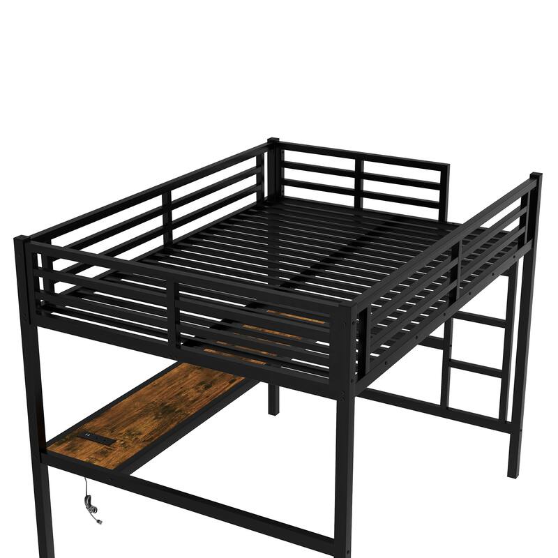 Metal Loft Bed with Power Outlet
