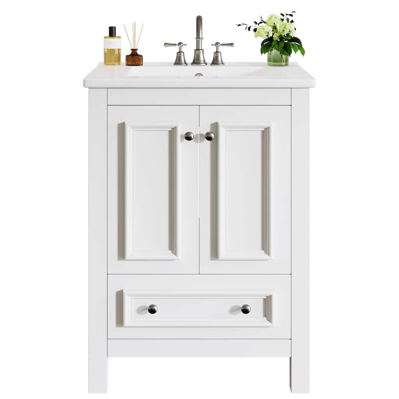 30 Inches Modern Bathroom Vanity with Sink, Vanity Cabinet with Drawer and Door Organizer