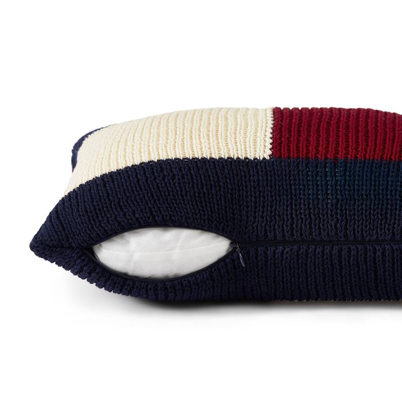 Tommy Hilfiger Rib Knit Flag Blue Throw Pillow