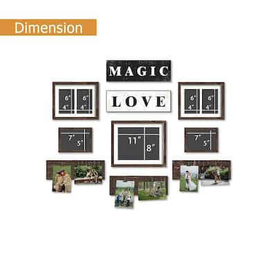 HELLO LAURA Elegant Dark Brown Wall Collage Display with 5 Photo Frames