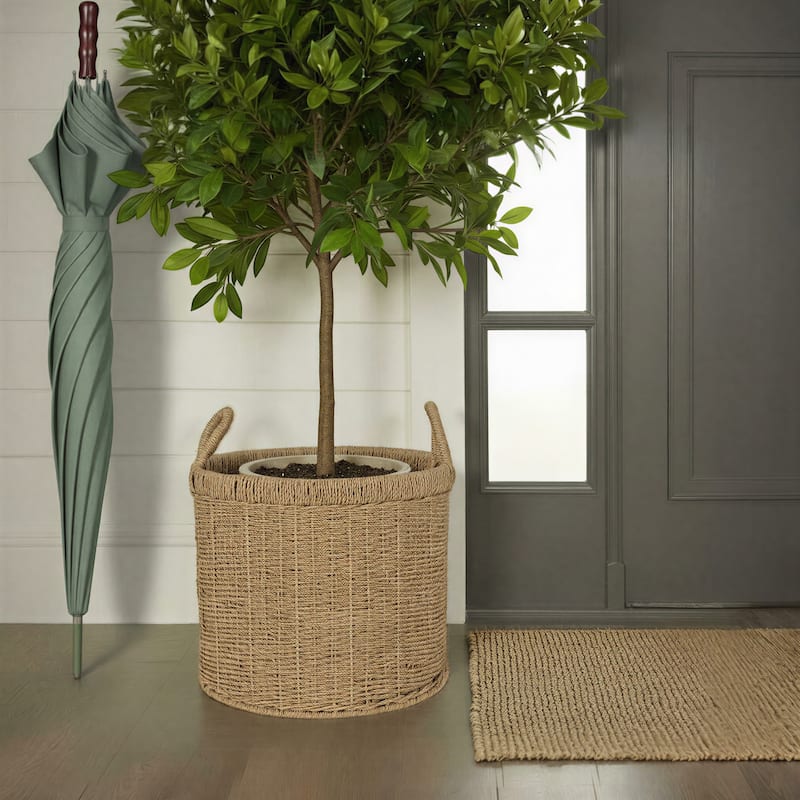 Household Essentials Seagrass Basket with Handles - 13.8"L x 13.8"W x 11.8"H