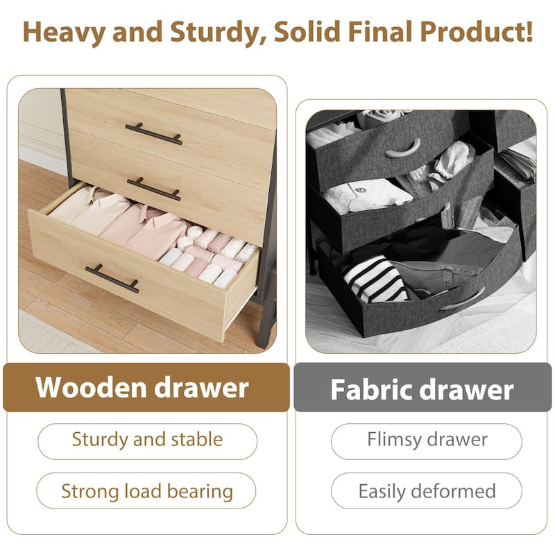 4/6/7 Drawer Dresser for Bedroom, Freestanding Wooden Storage Chest