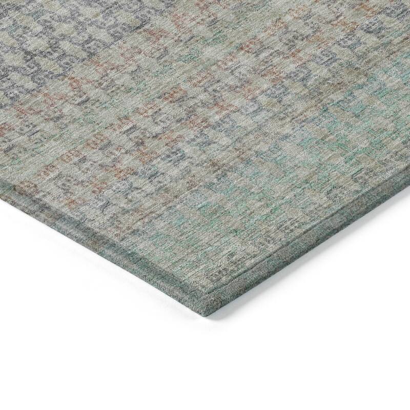 Machine Washable Indoor/Outdoor Stripe Medallions Chantille Rug