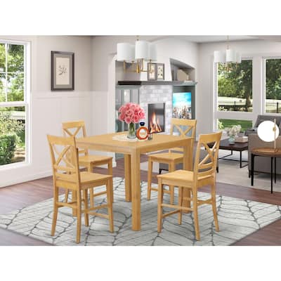 5-Piece Natural Oak Finish Solid Wood Top - Dining Room Set - Seats 4