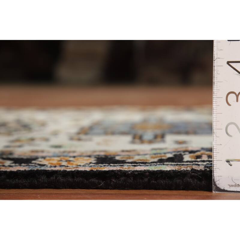 Hand Knotted Oriental 100% Wool Carpet Transitional Geometric Greys & Charcoal Khotan Area Rug - 5' 1'' X 3' 0''
