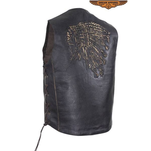 Shop Mens Native American Retro Brown Leather Vest Size 44