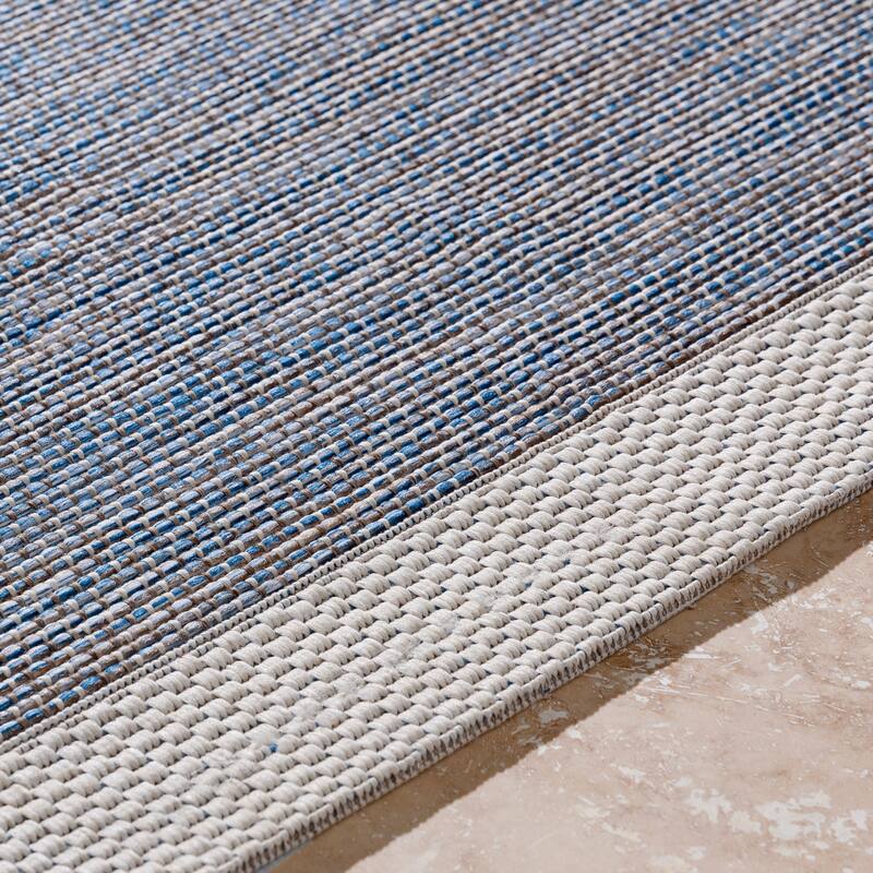 Cammie Solid Bordered Outdoor Area Rug