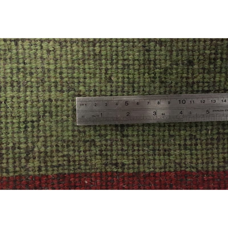 Hand Knotted Oriental 100% Wool Carpet Modern Stripe Multi-Colored Gabbeh Area Rug - 2' 9'' X 1' 11''