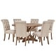 preview thumbnail 16 of 16, iNSPIRE Q Artisan Benchwright Rustic X-base Round Pine Wood Rolled Back 7-piece Dining Set