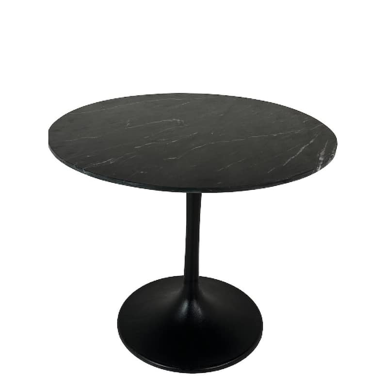Carolina Living Enzo 40" Round Marble Top Dining Table - Black