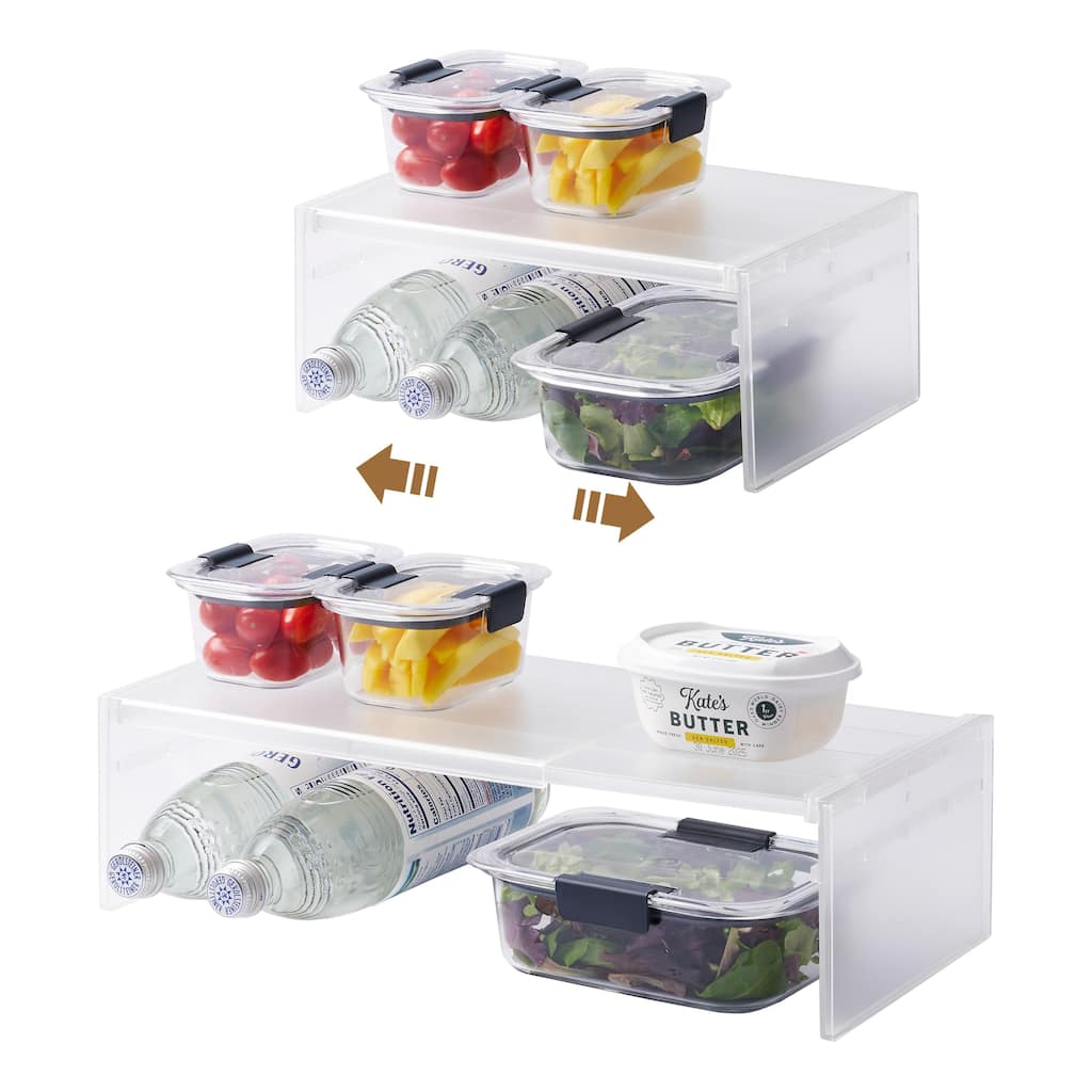 Yamazaki Home Expandable Refrigerator Riser Shelf, Plastic, Expandable - L 7.87 x W 17.91 x H 4.96 inches