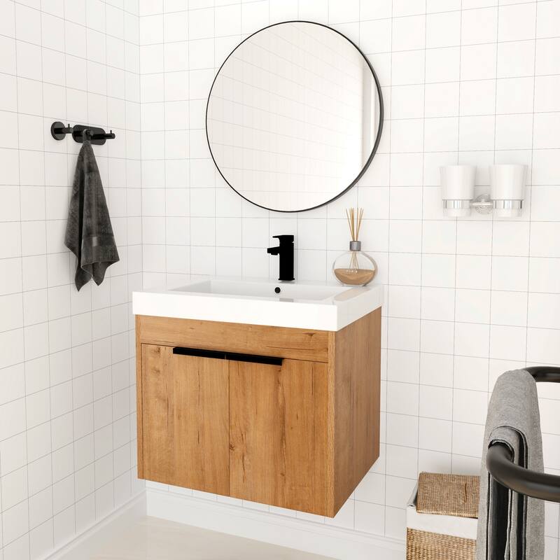 BNK 24"/30"/36" Single Sink Bathroom Vanity with Soft Close Door, Modern Floating Vanity