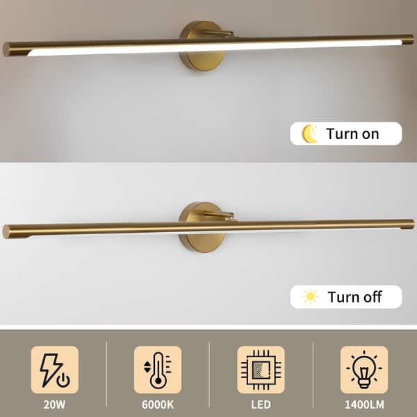 dimension image slide 0 of 8, Modern Rotatable Bathroom Vanity Light LED Bath Bar