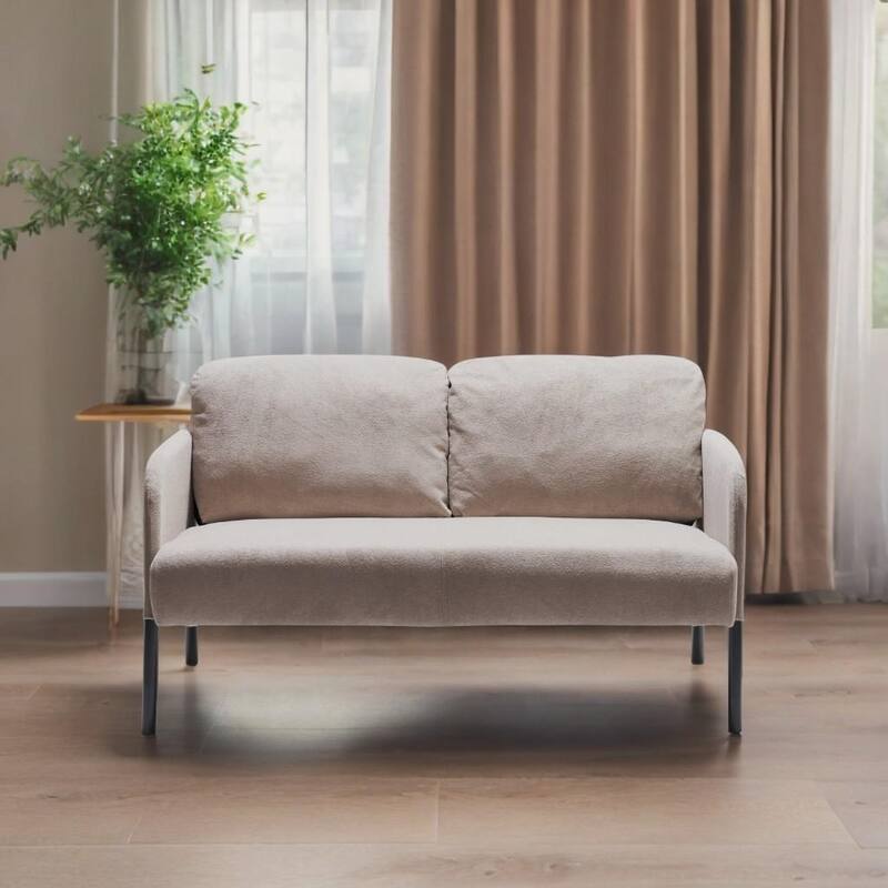 2 Seater Polyester Fabric Sofa, Modern Loveseat Sofa, Comfy Small Couches for Small Space Living Room, Bedroom, Office