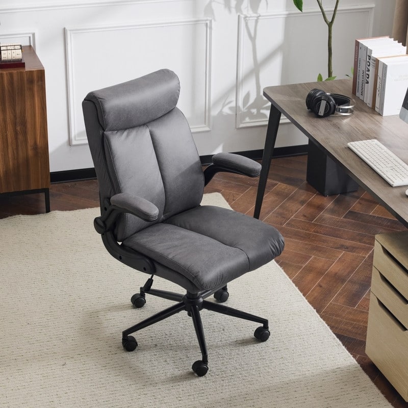 28"W Mid-Back Swivel Office Chair Task Chair With Adjustable Arms