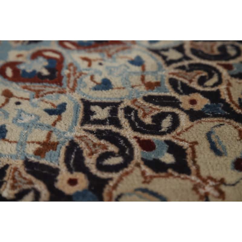 Hand Knotted Oriental 100% Wool Carpet Traditional Floral Beige & Ivories Nain Area Rug - 11' 5'' X 8' 0''