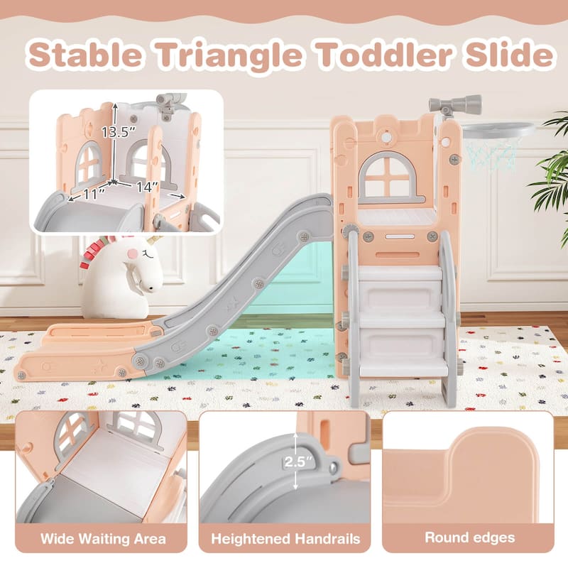 Costway 6 in 1 L-shaped Toddle Slide for Toddlers Age 1-3 Baby Slide