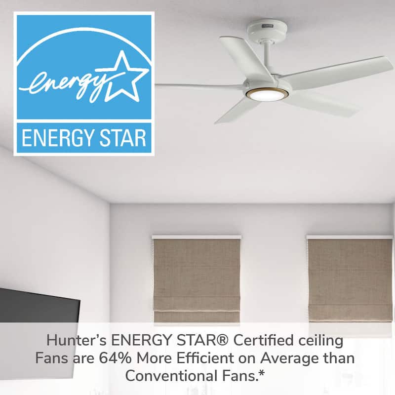 Hunter ZenTech Indoor / Outdoor 5-Blade Smart Ceiling Fan w/ LED Light and Handheld Remote.