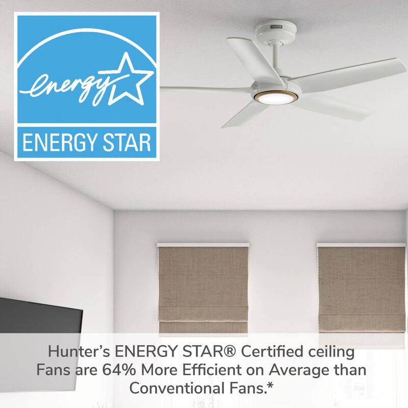 Hunter Zentech Wi-Fi ENERGY STAR Damp Rated Ceiling Fan w/ LED Light and Handheld Remote - Modern & Contemporary - SMART FAN!