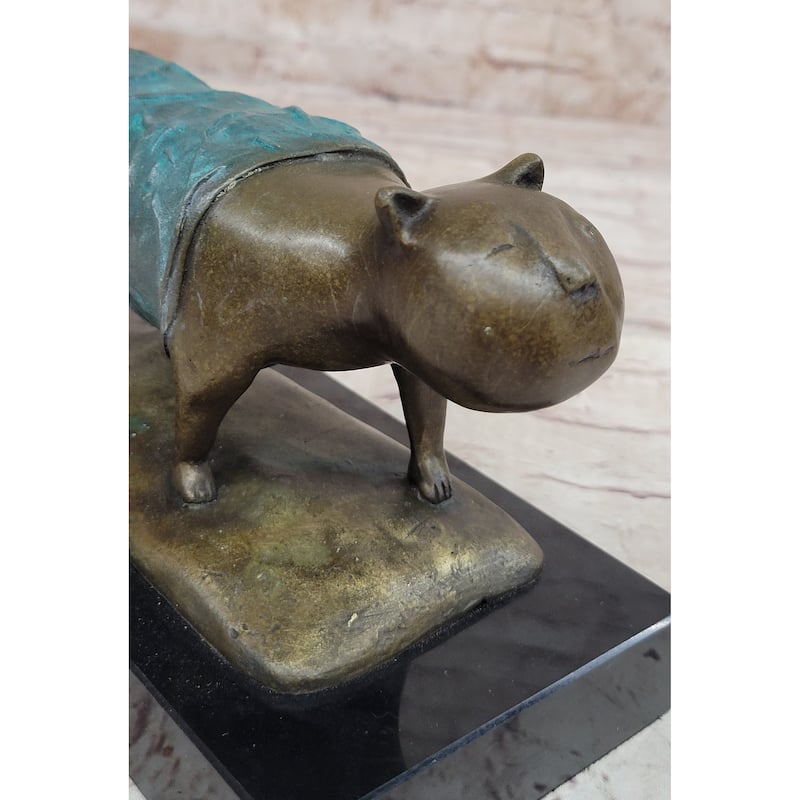 Special Patina Chubby Imitative Cat Feline By Botero Genuine Bronze Sculpture Figurine