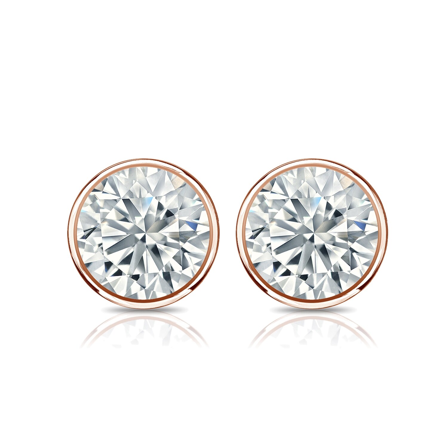 3Ct Round Cut Moissanite Push Back Bezel Set Stud Earrings 14K Yellow Gold Over
