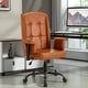 preview thumbnail 10 of 14, Adjustable Height Office Chair Executive Chair with High Backrest 45° Rotating Armrests PU Leather & Button Tufting Brown
