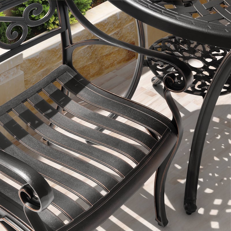 Nuu Garden Outdoor 3 Pieces Cast Aluminum Bistro Set with Umbrella Hole