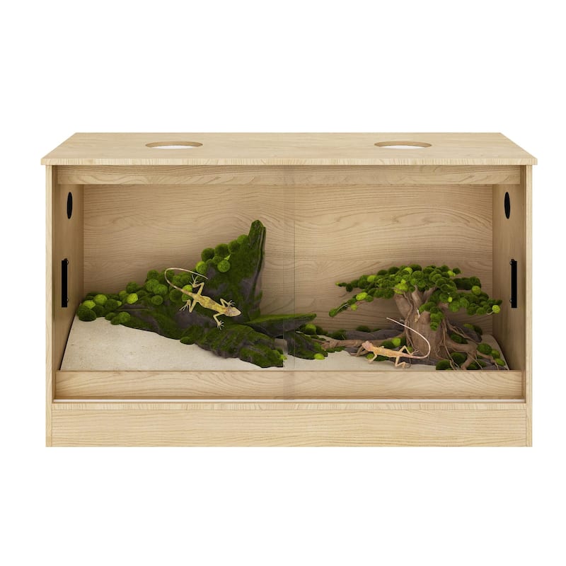 Glass Terrarium Tank with Ventilation Reptile & Amphibian Enclosure Hamster Cage Bunny Hideout Small Animals