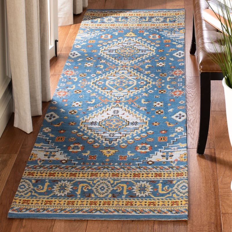 SAFAVIEH Classic Vintage Boho Lenette Oriental Cotton Rug - 2'3" x 8' Runner - Blue/Gold
