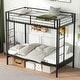 preview thumbnail 2 of 9, Twin Over Futon Bunk Bed with 2 Ladders and Safety Guardrails-Black
