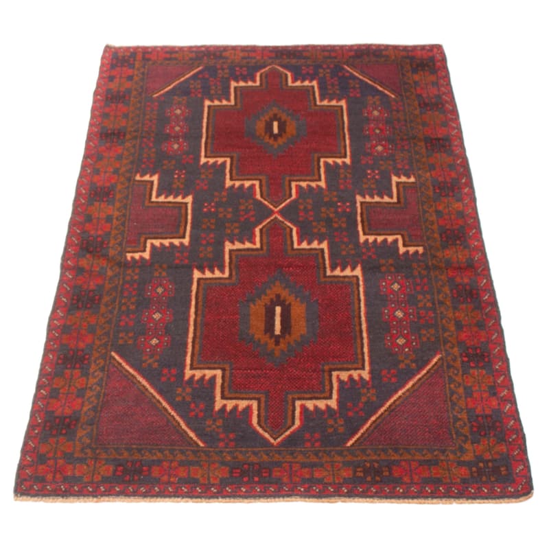ECARPETGALLERY Hand-knotted Baluch Red Wool Rug - 3'8 x 6'7