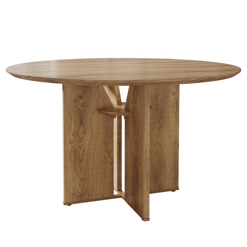 39.37" Round Dining Table for 4, Kitchen Table with Storage Shelf for Dining Room, Living Room, Kitchen