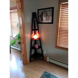 5-Shelf Corner Ladder Espresso Bookcase