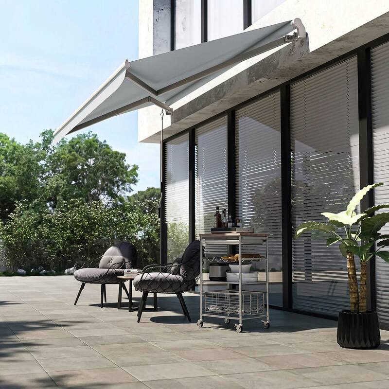 12' x 8' Patio Awning, Canopy Retractable Sun Shade Shelter