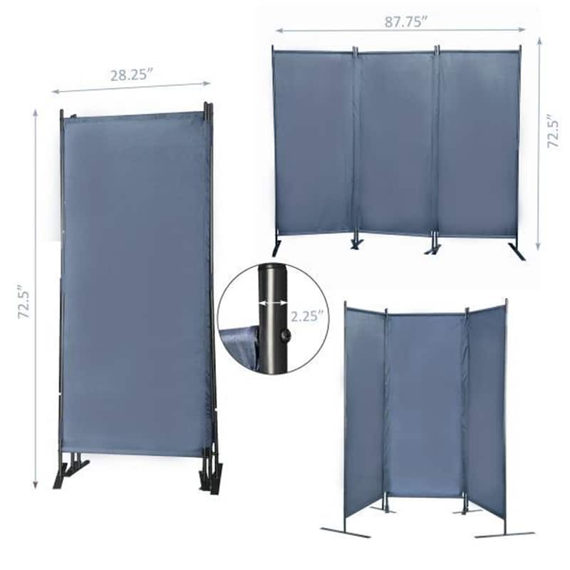 3 Panel Folding Privacy Screen Portable Wall Partition, 6 Ft Divider