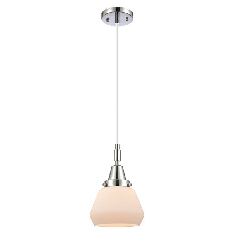 Innovations Lighting Downtown Urban - Caden Fulton - 1 Light 7" Cord Hung Mini Pendant - Polished Chrome/Matte White Shade