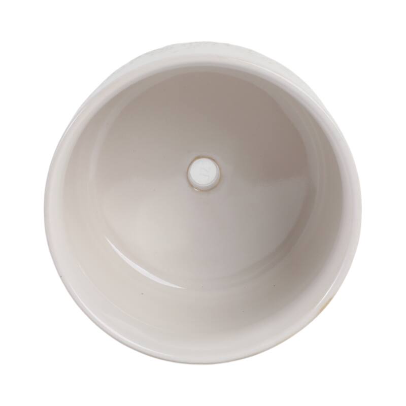 Stoneware Ceramic Planter Raised Botanical Relief Design Tripod Base