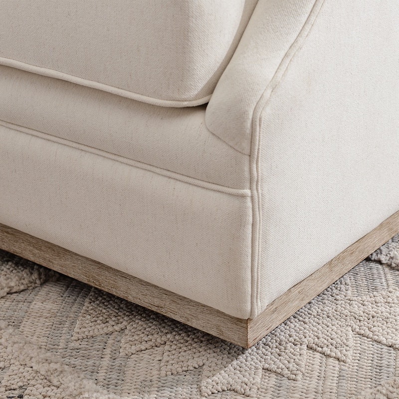 KINWELL 31" Wide Linen Fabric Upholstered Swivel Barrel Accent Chair