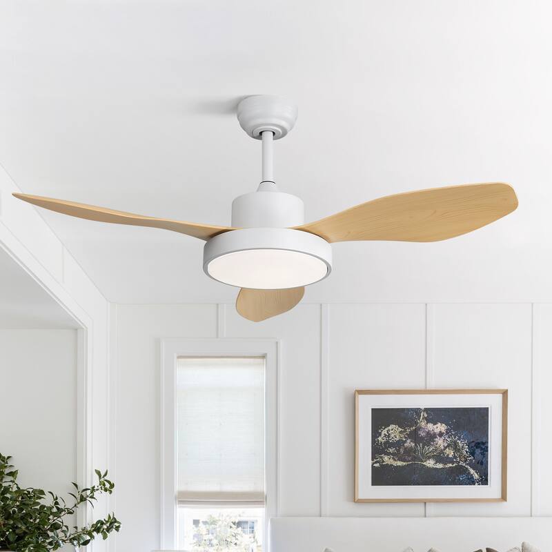 Sofucor 46''/47'' Strong Airflow High CFM Ceiling Fans with Lights and Remote Bedroom Noiseless ETL Fans - 47in-white-brown