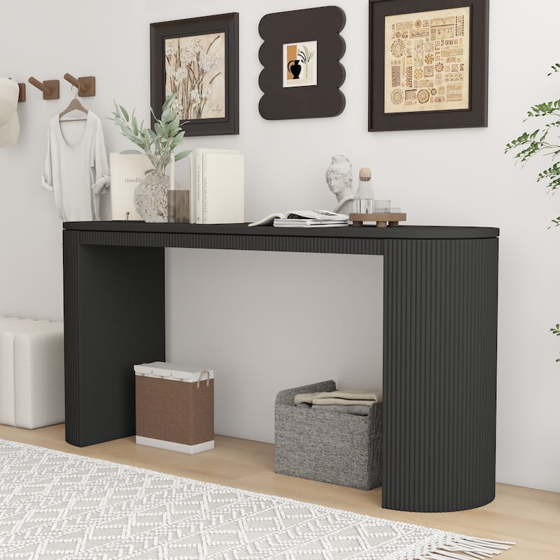 Console Table with Unique Vertical Stripe Design