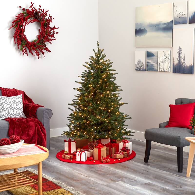 5Ft Artificial Christmas Tree with Lights - Holiday Decor, Full & Realistic Tree, Indoor Xmas Tree, Festive Home Accent