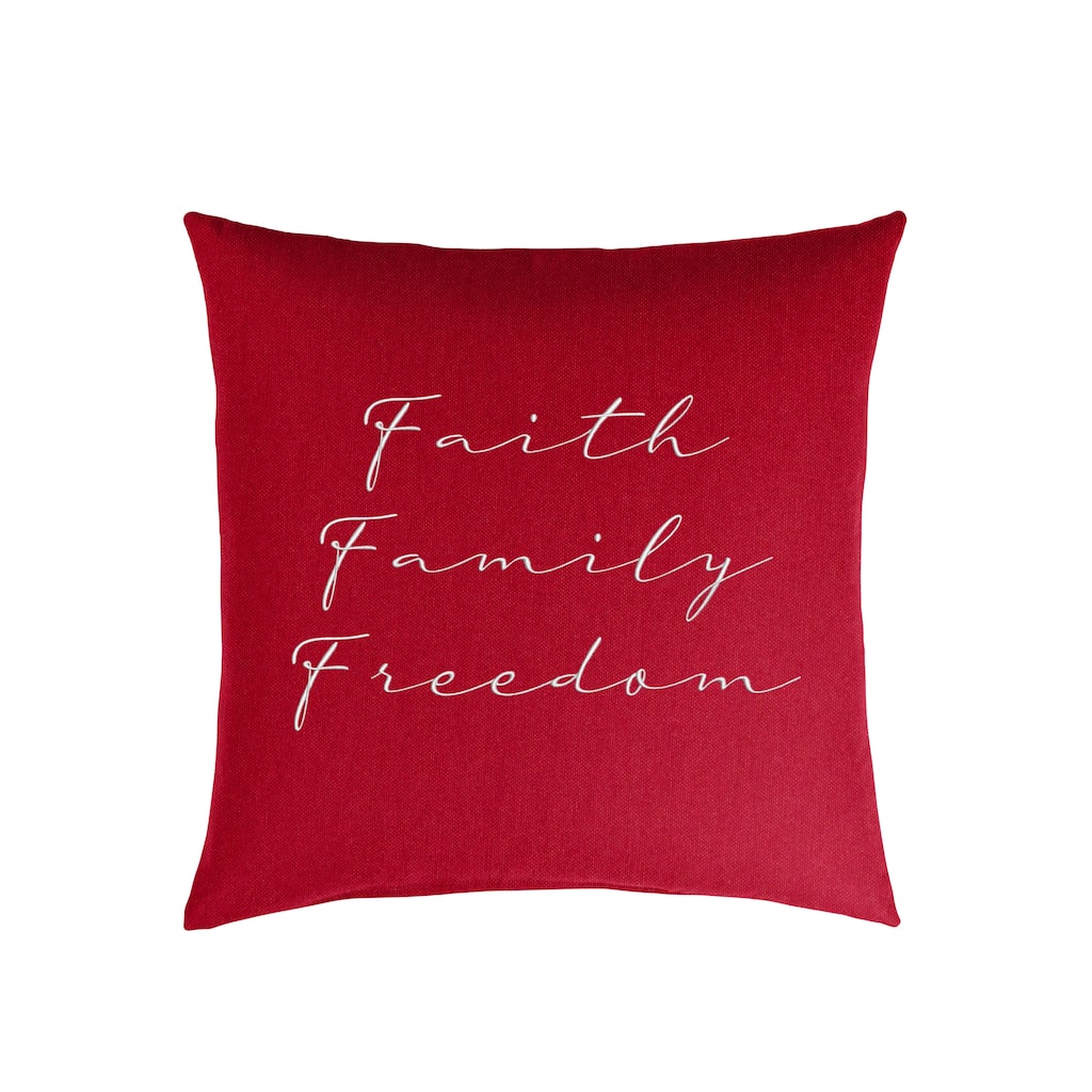 Mozaic Embroidered Faith Family Freedom Indoor/Outdoor Square Pillow