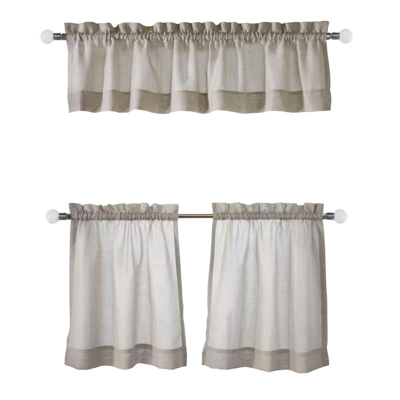 Wickham Sheer Rod Pocket 3 pc Curtain Tiers and Valance Set - 52" x 24"
