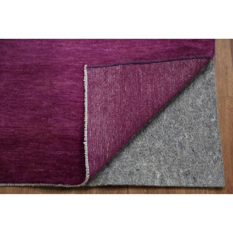 Hand Knotted Oriental 100% Wool Carpet Modern Solid Purples Gabbeh Area Rug - 9' 0'' X 6' 1''