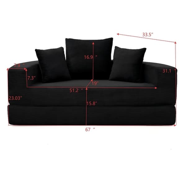 dimension image slide 4 of 7, Convertible Sofa Bed, Multi-Functional Futon Lounge Sofa