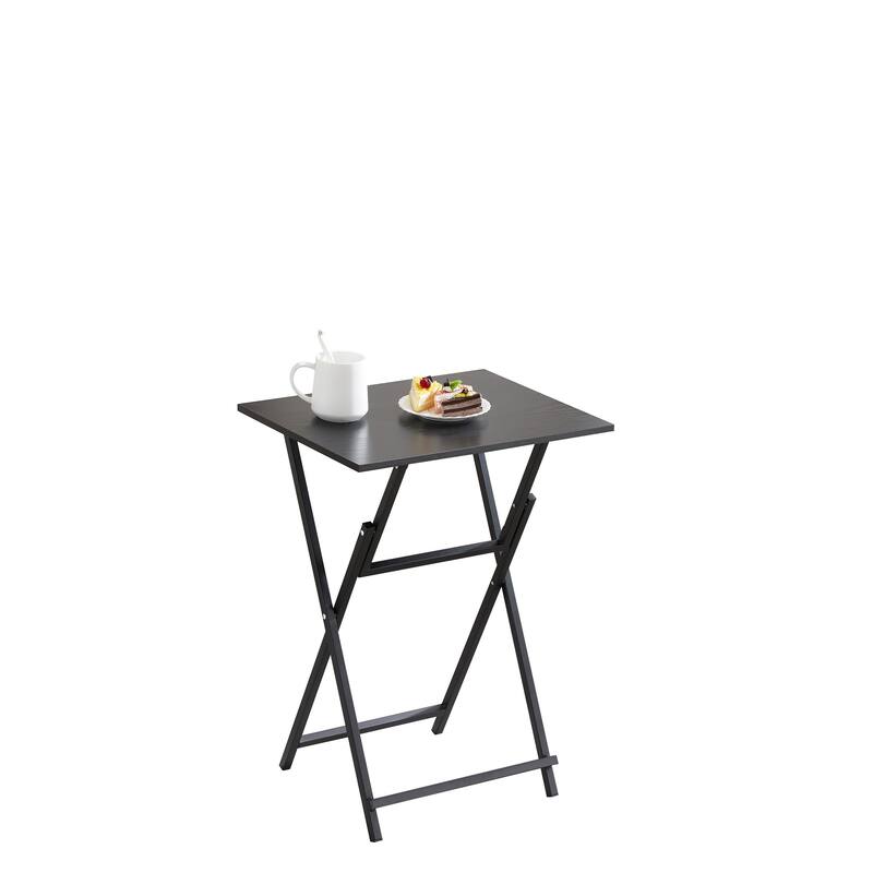 2-Piece Folding TV Tray Table No Assembly Required Portable Sofa Side Table, Industrial Snack Table for Small Spaces