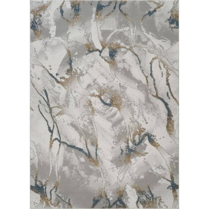 Gray 5 ft. 3 in. x 7 ft. 3 in. Luxury Area Rug, 0.43 Pile Height – Sophisticated Warmth for Any Room - 6' x 7' - Straw Stripe